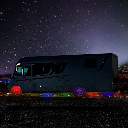 Treela 16 Pods RGB Rock Lights Multicolor Neon Underglow LED Flashing Lighting with Extension Wires with Remote Voice Mode Lighting Kit for Car SUV ATV UTV Truck Motorcycle in Saudi Arabia