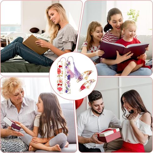 حامل صفحة كتاب الإبهام من سيبا، 4 قطع حامل صفحة بحلقة الإصبع محلية الصنع والإشارات المرجعية مع شرابات، أداة فتاحة كتاب خفيفة الوزن، حامل صفحة راتنج زهرة شخصية ملحقات كتب القراءة in Saudi Arabia