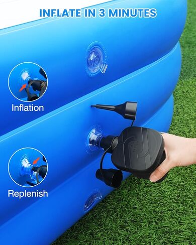 Inflatable Swimming Pool with Pump, 90" X 90" X 26" Kiddie Pool with Seats and Headrests, Oversized Thickened Blow-Up Pool for Kids, Adults, Family, Pools for Outdoor, Backyard, Indoor in Kuwait