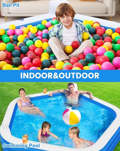 Inflatable Swimming Pool with Pump, 90" X 90" X 26" Kiddie Pool with Seats and Headrests, Oversized Thickened Blow-Up Pool for Kids, Adults, Family, Pools for Outdoor, Backyard, Indoor in Kuwait