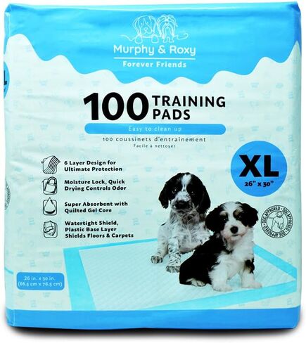 Murphy & Roxy Unscented Pet Training Pads 100 Pack XL - Super-Absorbent with Quilted Gel Core and Odor Control Technology 26 X 30 Inches (Extra Large) in Saudi Arabia