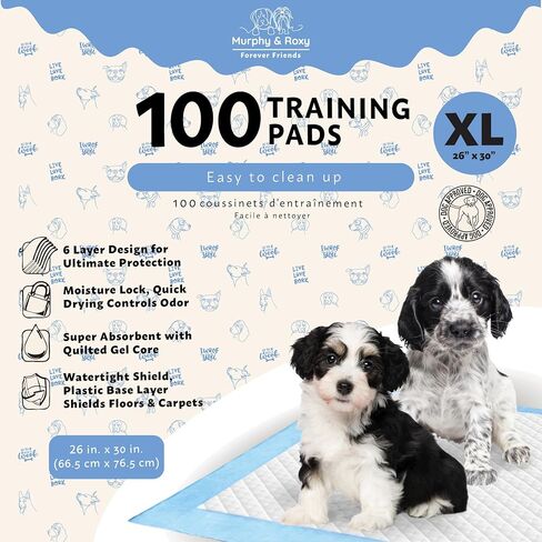 Murphy & Roxy Unscented Pet Training Pads 100 Pack XL - Super-Absorbent with Quilted Gel Core and Odor Control Technology 26 X 30 Inches (Extra Large) in Saudi Arabia