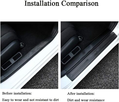 XITER لسيارة دودج تشارجر 2011-2024 من ألياف الكربون الجلدية لعتبة باب السيارة لوحة حماية عتبات دخول الباب وملحقات قطع غيار السيارات 4 قطع - أحمر in Kuwait