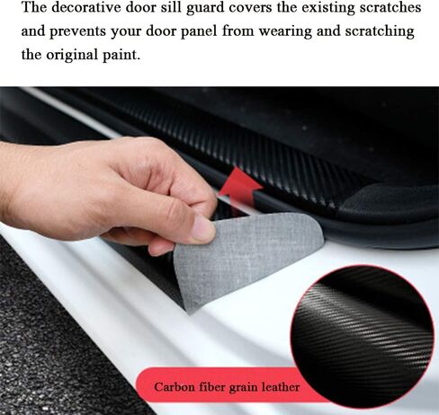 XITER لسيارة دودج تشارجر 2011-2024 من ألياف الكربون الجلدية لعتبة باب السيارة لوحة حماية عتبات دخول الباب وملحقات قطع غيار السيارات 4 قطع - أحمر in Kuwait