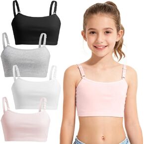 Girls Training Bra, Soft Cotton Cami Bralette with Adjustable Straps, Double Layer Design, No Pads for Ages 8-14 Years in Kuwait