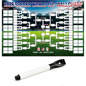 Allyix 2026 Global Soccer Championship Schedule Poster, 23.6x16.5 Inch Dry Erase Match Tracker with Pen, Large Tournament Wall Decor for Home, Office & Fan Gatherings in Saudi Arabia