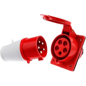 Oblique-Mounted 3-core 4-core 5-Hole Waterproof Aviation Industry Plug and Socket Male and Female Cable Connector Copper Parts 16A/32A(5 Core 32a Inclined Seat Set) in Kuwait