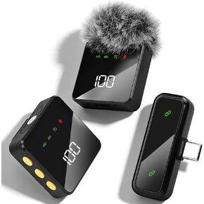 2PCS Wireless Lavalier Microphone Digital Display Noise Cancelling Mic for Live Streaming Interview Vlog in Saudi Arabia