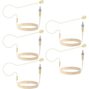 5 Pack Headset Headworn Microphone 3.5mm Screw Lock Head Hanging Condenser Omnidirectional Mic for Sennheiser - Light-Weight Beige Headset Head Mic,Windscreen,1.5m Cable in Saudi Arabia