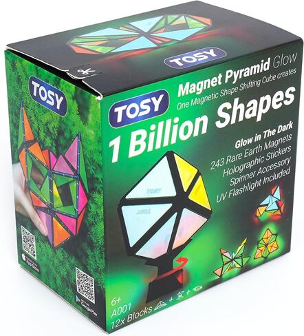 TOSY Magnet Pyramid Stone - 1 Cube Transforms into 1 Billion Shapes, 14 pcs (12 Puzzle pcs and 2 Spinners), 243 Magnets, Christmas Stocking Stuffers Gift for Kids, Creative Puzzle STEM Toy, 3-Pack in Saudi Arabia