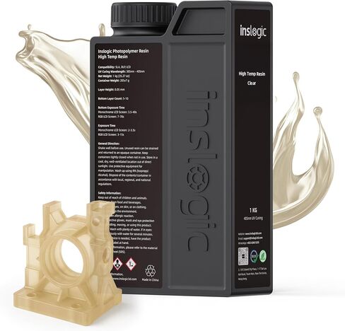 Inslogic Flexible 70A Resin 3D Printer Resin, 1KG 3D Printing Resin for Printing Soft and Flexible Items, Bendable and Not Brittle, Fast Curing 405nm UV Photopolymer Resin, 1KG Black in Kuwait