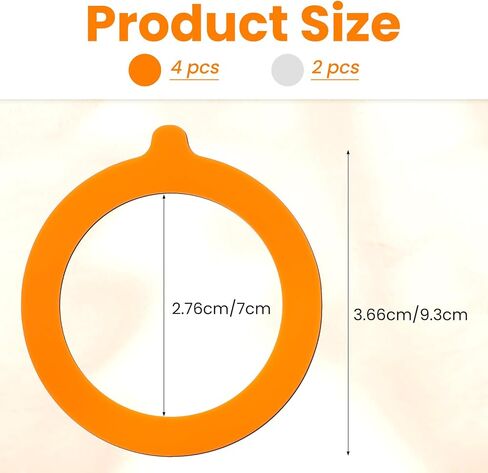 6 Pcs Mason Jar Orange Rubber Seal Replacement Jar Gasket Rubber Seals for Glass Jars Jars Airtight Silicone Gasket Sealer Leakproof White Orange for Canning Mason 3.75 Inches Diameter Fits Most Sizes in Kuwait