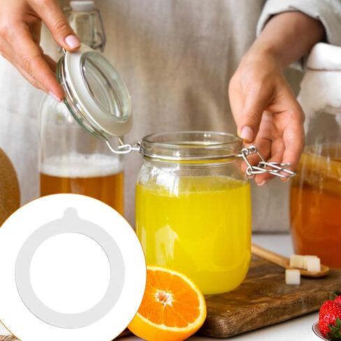 6 Pcs Mason Jar Orange Rubber Seal Replacement Jar Gasket Rubber Seals for Glass Jars Jars Airtight Silicone Gasket Sealer Leakproof White Orange for Canning Mason 3.75 Inches Diameter Fits Most Sizes in Kuwait