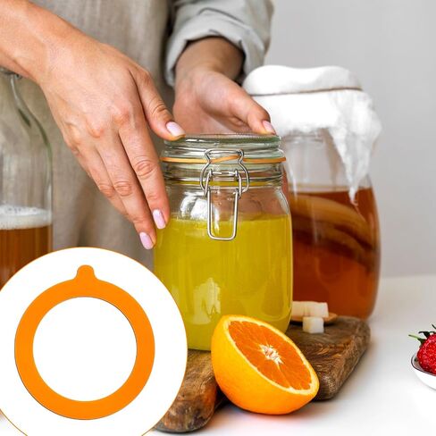 6 Pcs Mason Jar Orange Rubber Seal Replacement Jar Gasket Rubber Seals for Glass Jars Jars Airtight Silicone Gasket Sealer Leakproof White Orange for Canning Mason 3.75 Inches Diameter Fits Most Sizes in Kuwait
