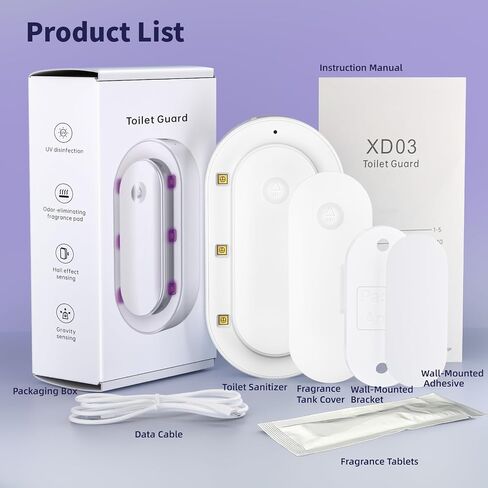 Automatic UV Toilet Freshener – Hands-Free Toilet Hygiene with Motion Sensor, 6 UV LEDs, Type-C Charging, 70-Day Battery, Fresh Bathroom (White) in Kuwait