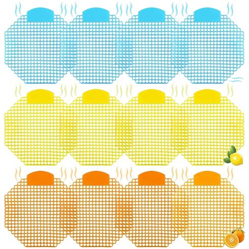 12 Pack Urinal Screen Deodorizer, 3D Anti-Splash Design, 3 Scents Ocean Lemon Orange, Long Lasting Odor Control Urinal Mats for Men Toilets Restroom Office School Mall Hotel Commercial Use in Kuwait