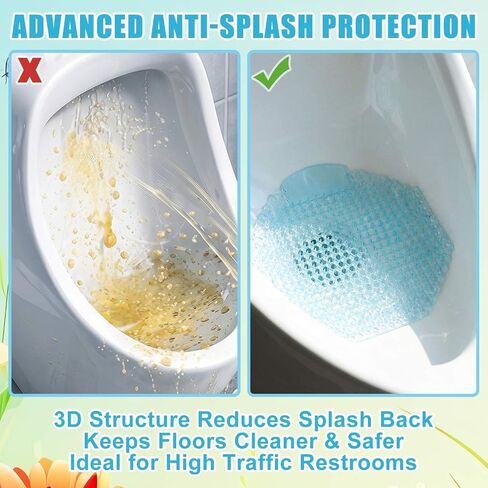 12 Pack Urinal Screen Deodorizer, 3D Anti-Splash Design, 3 Scents Ocean Lemon Orange, Long Lasting Odor Control Urinal Mats for Men Toilets Restroom Office School Mall Hotel Commercial Use in Kuwait