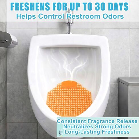 12 Pack Urinal Screen Deodorizer, 3D Anti-Splash Design, 3 Scents Ocean Lemon Orange, Long Lasting Odor Control Urinal Mats for Men Toilets Restroom Office School Mall Hotel Commercial Use in Kuwait