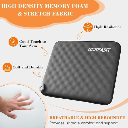 Inflatable Seat Cushion, Self-Inflating Memory Foam Stadium Seats Cushion Portable Camping Air-Foam Sitting Pad for Travel Airplane Car Bleachers Backpacking Office, Lightweight & Compact in Saudi Arabia