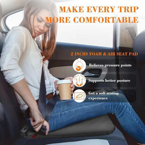 Inflatable Seat Cushion, Self-Inflating Memory Foam Stadium Seats Cushion Portable Camping Air-Foam Sitting Pad for Travel Airplane Car Bleachers Backpacking Office, Lightweight & Compact in Saudi Arabia