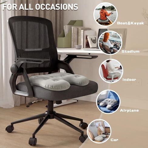 Inflatable Stadium Seat Cushion: Portable & Lightweight Airplane Seat Cushion - Ideal for Office Chairs, School Bleachers, Stadium Seats, Wheelchairs, Ergonomic Travel Air Pad in Kuwait