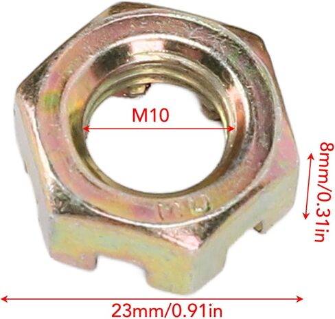 HUIOP M10 Hex Slotted Nuts Steel Alloy Zinc Plating Wheel Alxe Hub Castle Nut, Resistance Sturdy, Fit for 50-100cc Quad Dirt Bike ATV Go Kart, Easily Replace Rusty or Damaged Nuts in Kuwait