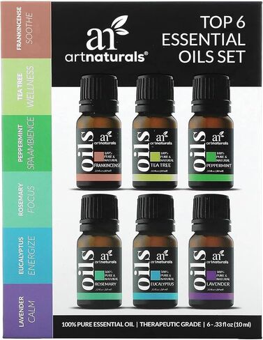 ArtNaturals Aromatherapy Essential Oil Set - 100% Pure of The Highest Therapeutic Grade Quality - Premium Gift Set – Lavender, Peppermint, Tea Tree, Eucalyptus, 0.33 Fl Oz (Pack of 16) in Saudi Arabia