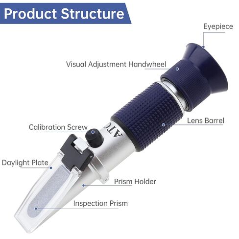 5-in-1 DEF Antifreeze Refractometer Coolant Tester Built-in ATC Hydrometer for Automotive Antifreeze, Diesel Exhaust Fluid, Ethylene Glycol or Propylene Glycol, Windshield Washer Fluid, Battery Acid in Kuwait