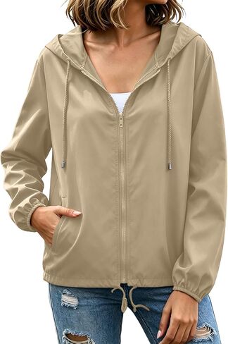 Womens Rain Jacket Waterproof Windbreaker Sun Protection Lightweight Jackets for Hiking Outdoor Full Zip Raincoat in Kuwait