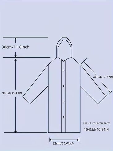 Reusable Rain Poncho – 0.16mm Thick EVA Waterproof Raincoat with Hood, One Size (Chest 43", Length 35"), Packable for Travel – Blue in Kuwait