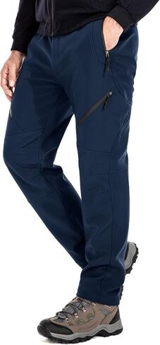 Toomett Snow pants men ski waterproof Hiking Insulated Fleece Lined winter Outdoor softshell cargo pants6078,Blue,38 in Kuwait
