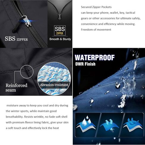 Toomett Snow pants men ski waterproof Hiking Insulated Fleece Lined winter Outdoor softshell cargo pants6078,Blue,38 in Kuwait