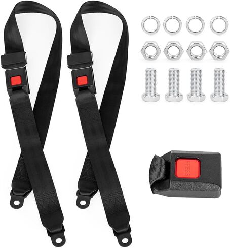 Universal Golf Cart Seat Belt Adjustable, 2 Pack Golf Cart Seat Lap Strap Belts Kit Universal Golf Cart Belt Kit Front Rear for Yamaha UTV EZGO, Club Car, Go Kart Not Include Bolts in Kuwait