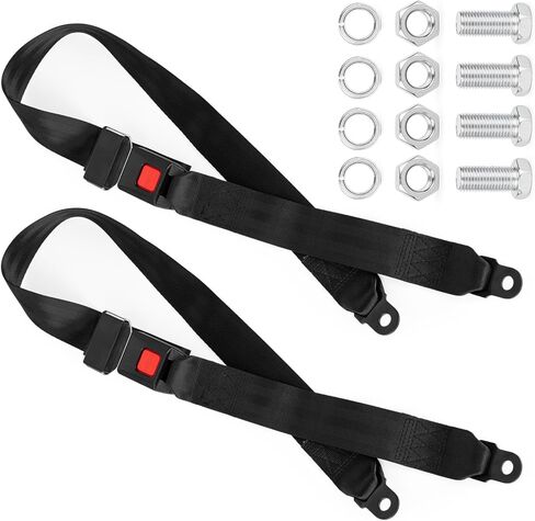 Universal Golf Cart Seat Belt Adjustable, 2 Pack Golf Cart Seat Lap Strap Belts Kit Universal Golf Cart Belt Kit Front Rear for Yamaha UTV EZGO, Club Car, Go Kart Not Include Bolts in Kuwait