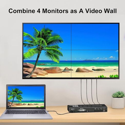 4K HDMl Video Wall Controller 2x2, 180° Rotate Video Wall Processor with IR Remote, 8 Splicing Modes 1x1 1x2 1x3 1x4 2x1 3x1 4x1, Combine 4 Screens into 1 Wall Display in Kuwait