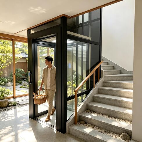 Home Elevator, No Pit No Machine Room Residential Elevator, Compact Small Footprint Space Saving Villa Elevator, for 2-3 Floors Duplex Townhouse Indoor Private Home Use Without Structural Damage in Kuwait