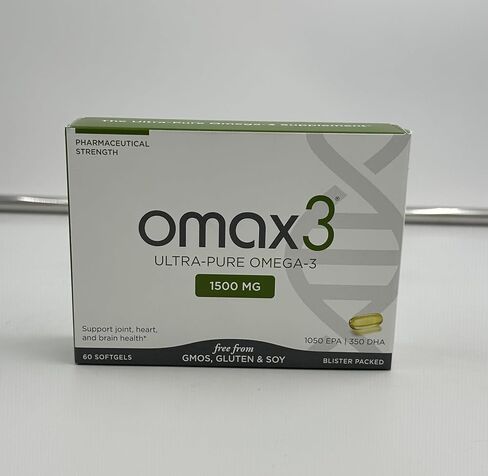 OMAX3 أوميغا الطبيعية 3 حبوب زيت السمك 1500 ملغ EPA DHA - أوميغا 3 الأحماض الدهنية مكملات العضلات والمفاصل - خالية من الغلوتين ، تم تصويرها البرية ، غير الكائنات المعدلة وراثيا ، 60 يومًا معبأة (صندوقان) in Kuwait