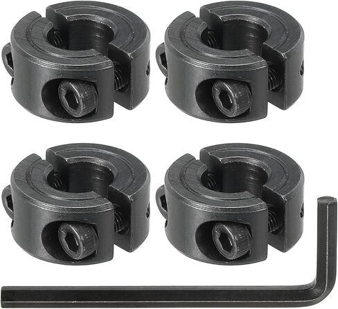 MECCANIXITY Bore 8 mm Double Split Shaft Collar 18 mm OD 9 mm Thickness Carbon Steel Locking Collar Clamp Style with Set Screw & Hex Wrench for Machine Tools Industry (Black, Pack of 4) in Kuwait