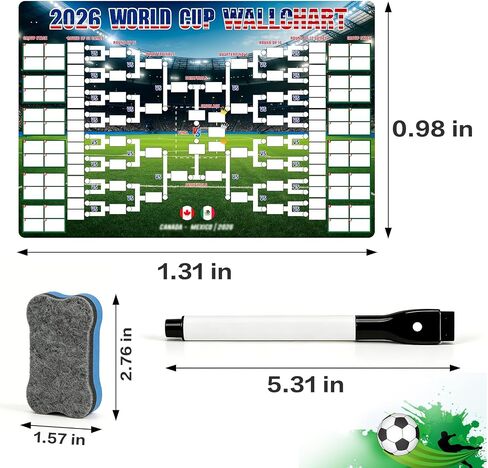 بضائع كأس العالم 2026، ملصق مغناطيس للثلاجة لجدول كأس العالم، مجموعة مغناطيسية سميكة مقاومة للماء وقابلة للمسح الجاف هدية لمحبي كرة القدم وديكور المنزل in Kuwait