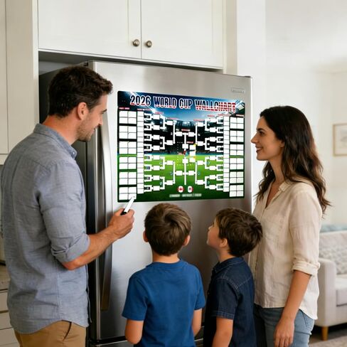 بضائع كأس العالم 2026، ملصق مغناطيس للثلاجة لجدول كأس العالم، مجموعة مغناطيسية سميكة مقاومة للماء وقابلة للمسح الجاف هدية لمحبي كرة القدم وديكور المنزل in Kuwait