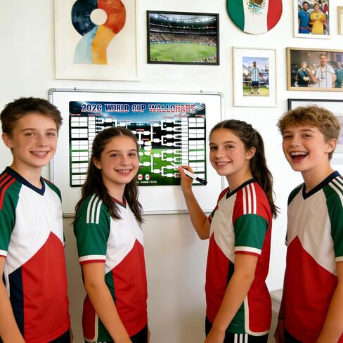 بضائع كأس العالم 2026، ملصق مغناطيس للثلاجة لجدول كأس العالم، مجموعة مغناطيسية سميكة مقاومة للماء وقابلة للمسح الجاف هدية لمحبي كرة القدم وديكور المنزل in Kuwait