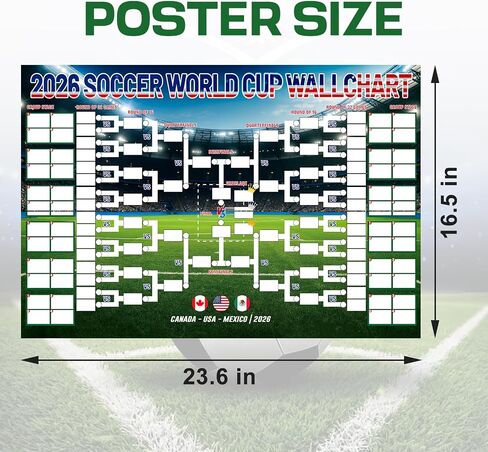 Allyix 2026 Global Soccer Championship Schedule Poster, 23.6x16.5 Inch Dry Erase Match Tracker with Pen, Large Tournament Wall Decor for Home, Office & Fan Gatherings in Kuwait