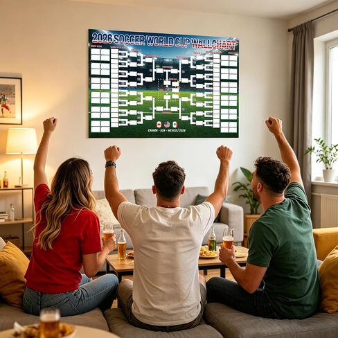 Allyix 2026 Global Soccer Championship Schedule Poster, 23.6x16.5 Inch Dry Erase Match Tracker with Pen, Large Tournament Wall Decor for Home, Office & Fan Gatherings in Kuwait