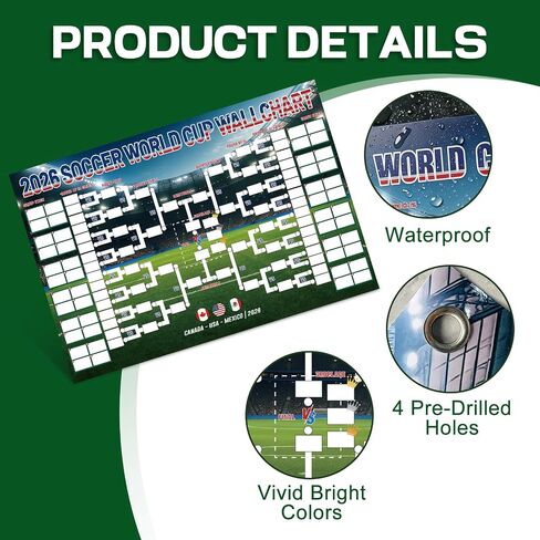 Allyix 2026 Global Soccer Championship Schedule Poster, 23.6x16.5 Inch Dry Erase Match Tracker with Pen, Large Tournament Wall Decor for Home, Office & Fan Gatherings in Kuwait