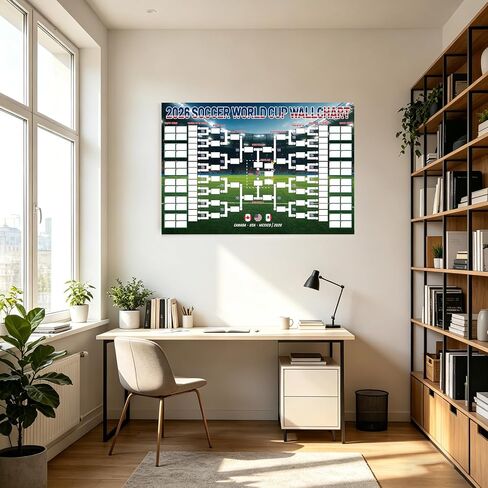 Allyix 2026 Global Soccer Championship Schedule Poster, 23.6x16.5 Inch Dry Erase Match Tracker with Pen, Large Tournament Wall Decor for Home, Office & Fan Gatherings in Kuwait