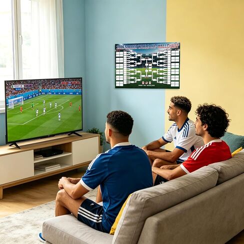 Allyix 2026 Global Soccer Championship Schedule Poster, 23.6x16.5 Inch Dry Erase Match Tracker with Pen, Large Tournament Wall Decor for Home, Office & Fan Gatherings in Kuwait
