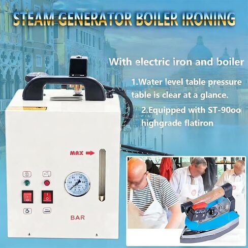 Heavy-Duty Steam Press Iron, 5L Stainless Steel Boiler, Auto Power-Off Thermostat, Double Safety Valves, Adjustable Temperature for Garment Factories in Kuwait