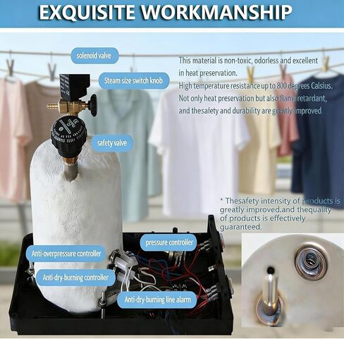 Heavy-Duty Steam Press Iron, 5L Stainless Steel Boiler, Auto Power-Off Thermostat, Double Safety Valves, Adjustable Temperature for Garment Factories in Kuwait