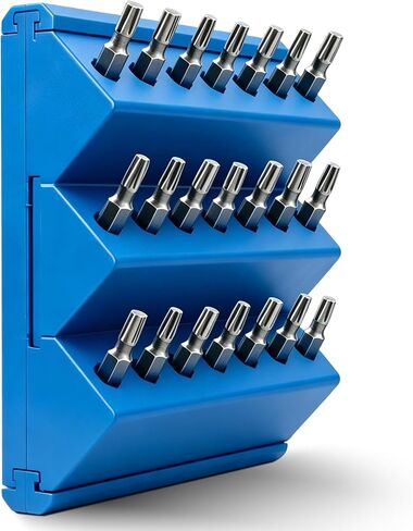 1/4 Hex Bit Organizer, 21 Hole Drill Bit Holder, 45° Angled Modular Interlocking Expandable, Wall & Pegboard Mount Screwdriver Router Bit Storage, No Drop Bit Holder for Garage Workshop Storage (Blue) in Saudi Arabia