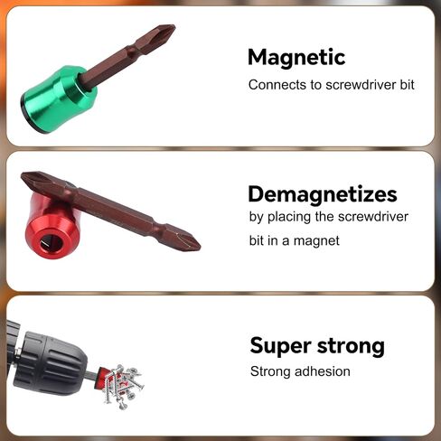 3pcs Strong Magnetic Screw Rings, Upgrade Screwdriver Head Magnetic Ring with Non-Slip Design with Double-Ended Hex Screwdriver Bit Holder for Power Drills Woodworking Mechanics & DIY Repairs in Kuwait